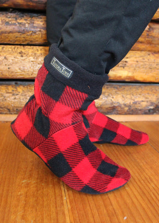 Red & Black Buffalo Plaid Men's Slipper Socks