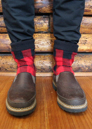 Red & Black Buffalo Plaid Men's Slipper Socks