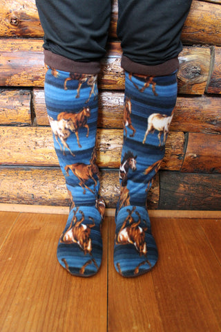 Wild Horses Men's Slipper Socks