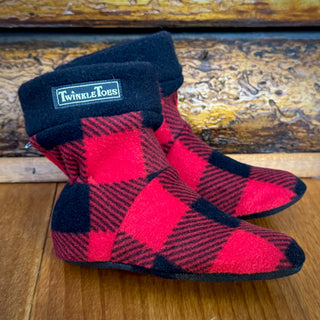 Red & Black Buffalo Plaid Kid's Slipper Socks
