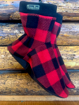 Red & Black Buffalo Plaid Men's Slipper Socks