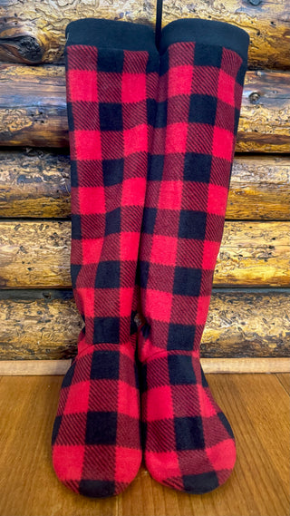 Red & Black Buffalo Plaid Men's Slipper Socks