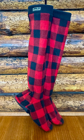 Red & Black Buffalo Plaid Men's Slipper Socks