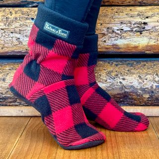 Red & Black Buffalo Plaid Women's Slipper Socks