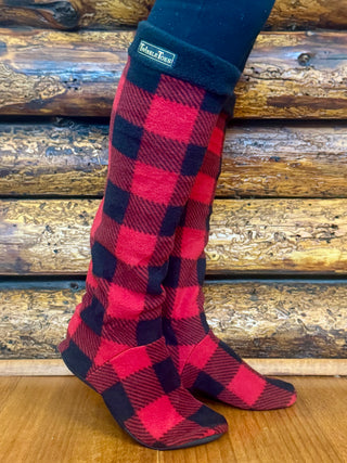 Red & Black Buffalo Plaid Women's Slipper Socks