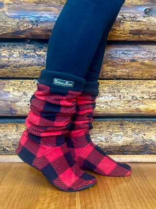 Red & Black Buffalo Plaid Women's Slipper Socks